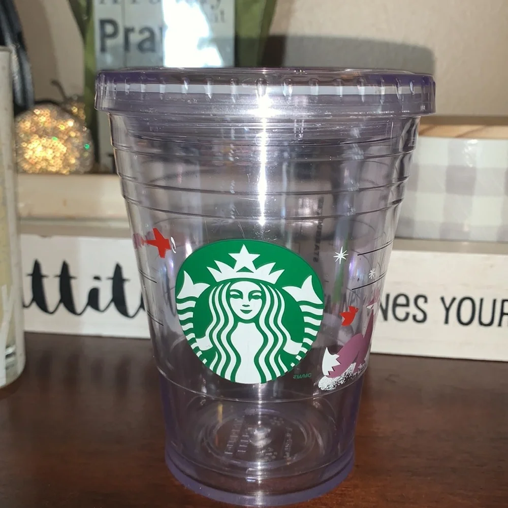 Starbucks 2012 Collectable Christmas Fox Holiday Cold Cup 12oz EUC